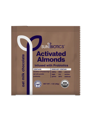 Sunbiotics Activated Almonds, Oat Milk Chocolate, Gourmet Probiotic Snacks