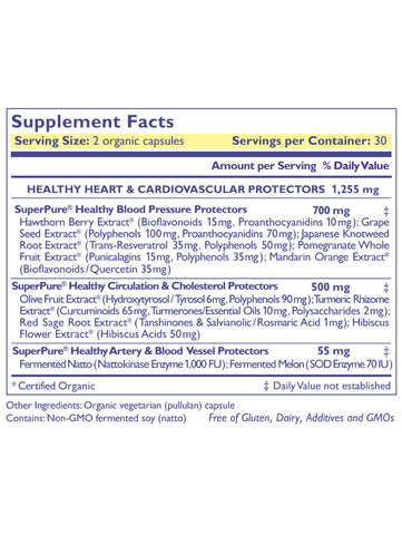 Heart Protector, 60 veg caps, Pure Synergy, Supplement Facts