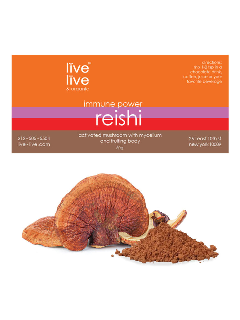 Reishi Mushroom, Immune Power, 50g Powder, Live Live & Organic