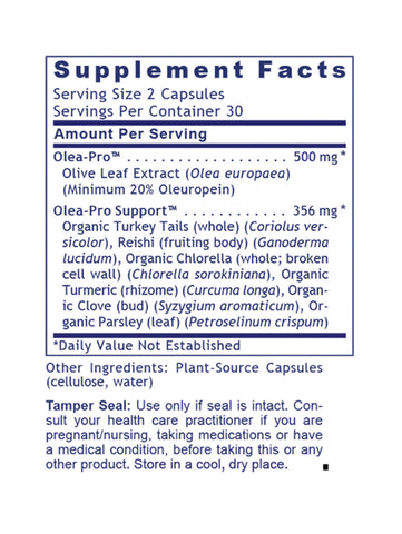 Olive Leaf Immune, 60 Veg Caps, Premier Research Labs, Supplement Facts