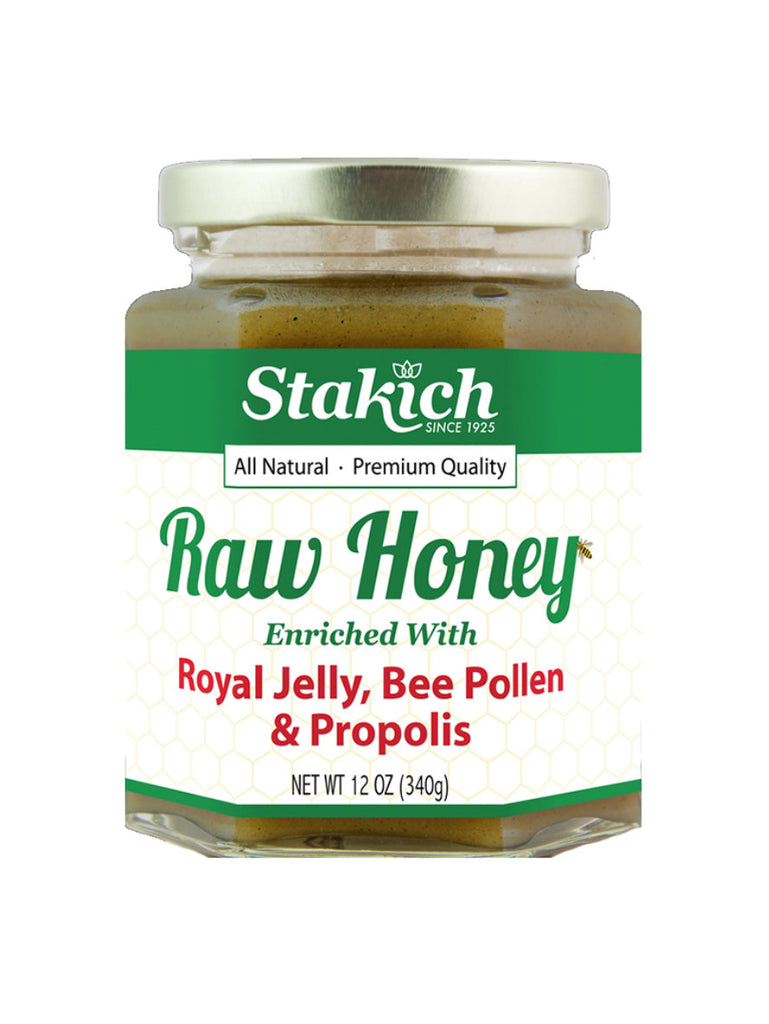 Honey with Royal Jelly, Bee Pollen & Propolis, Raw, 12oz, Stakich