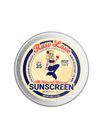 Raw Love Sunscreen, SPF 35, Reef Safe, 4oz
