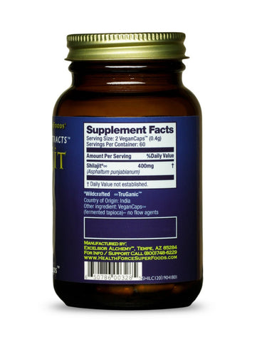 Shilajit, 120 vegan caps, HealthForce SuperFoods, Supplement Facts