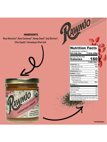Superfood Spread, 8oz, Rawmio, Nutrition Facts