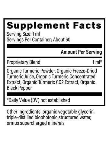 Turmeric with Black Pepper, Anti-Inflammatory, 2oz, Global Healing, Supplement Facts