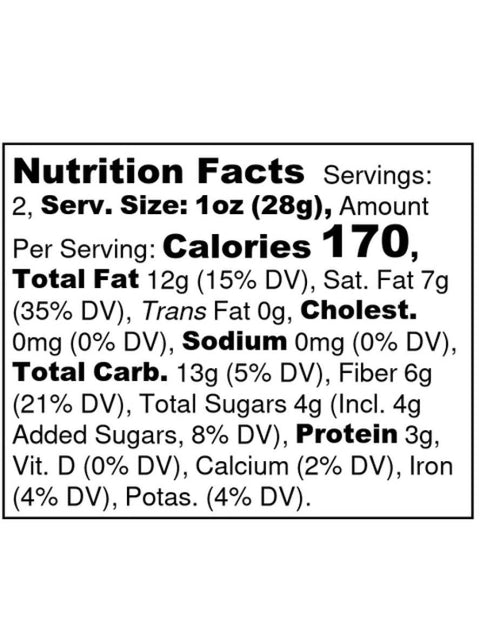 83% Bar, Fine and Raw Chocolate, Nutrition Facts