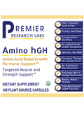 Front label of Amino hGH, 105 Veg Caps, Premier Research Labs