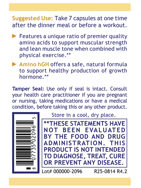 Suggested use for Amino hGH, 105 Veg Caps, Premier Research Labs