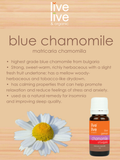 blue chamomile of bulgaria essential oil, matricaria chamomilla, 5ml, live live & organic, information