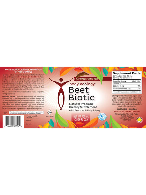 BeetBiotic, 750ml, Body Ecology, Label