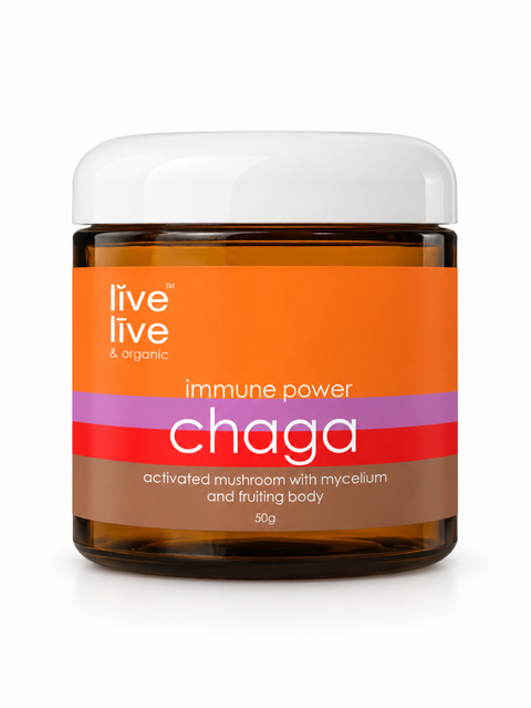 chaga mushroom, immune power, 50g powder, live live & organic