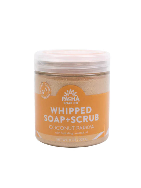 Coconut Papaya Whipped Soap & Scrub, 8oz, Pacha Soap