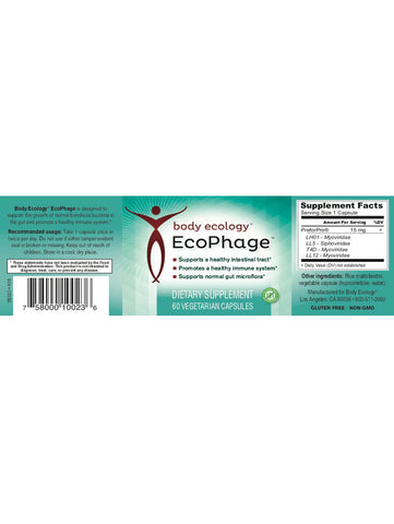 EcoPhage Microbiome Support, 60 Veg Caps, Body Ecology, Label