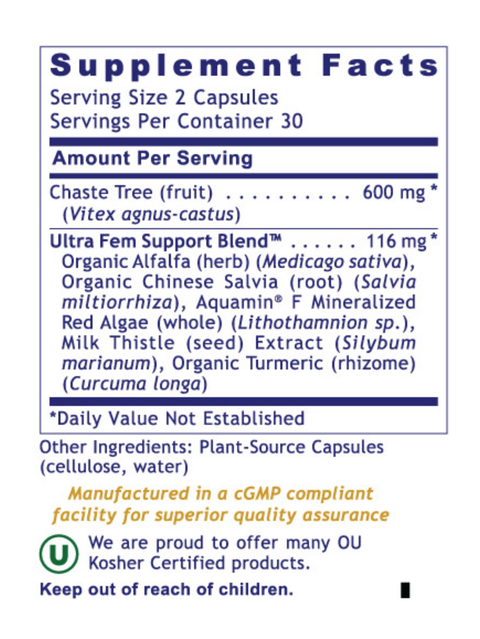 Supplement facts for Fem Balance-FX, 60 Veg Caps, Premier Research Labs