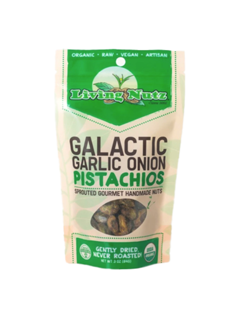 Galactic Garlic Onion Pistachios, Organic & Sprouted, Living Nutz