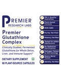 Front label of Glutathione Complex, 60 Veg Caps, Premier Research Labs