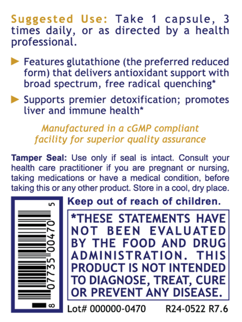 Suggested use for Glutathione Complex, 60 Veg Caps, Premier Research Labs