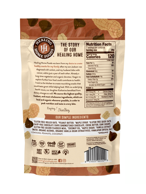Back of Homestyle P-Nutty Chip Granola, Reduced Sugar, Healing Home Foods