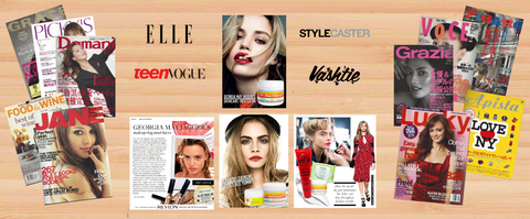 press image showing magazines that have featured live live & organic