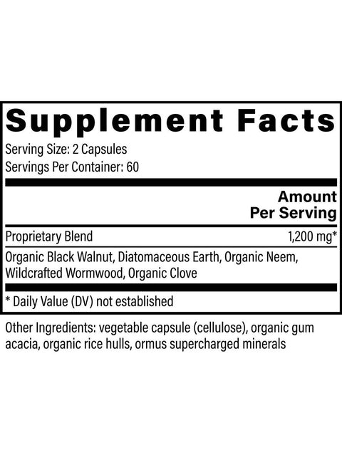 Paratrex, Parasite Cleanser, 120 Caps, Global Healing, Supplement Facts