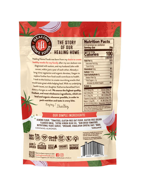 Raw Crackers, Pizza Thins, 3.5oz, Healing Home Foods, Back