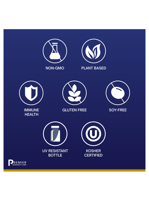 Collection of health and safety certification icons on a blue background