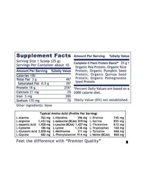 Plant Protein, 9oz, Premier Research Labs, supplement facts