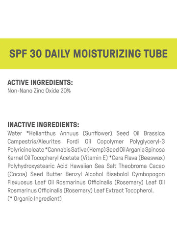 Face And Body Sunscreen, SPF 30+, 3oz, Raw Elements, Ingredients