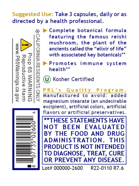 Suggested use for Reishi Immune, 90 Veg Caps, Premier Research Labs