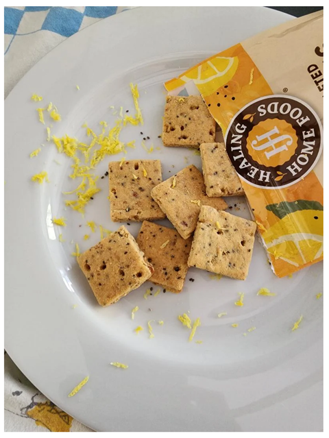 Open bag of Simply Crafted Lemon Chia Grahams, Healing Home Foods