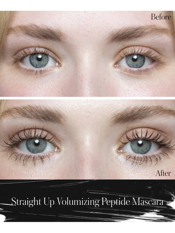 Straight Up Volumizing Peptide Mascara, RMS Beauty, Before & After