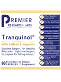 Front label of Tranquinol, 90 Veg Caps, Premier Research Labs