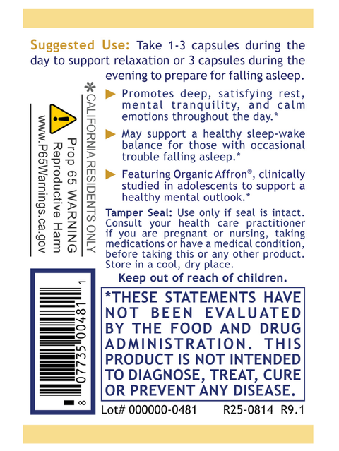 Suggested use for Tranquinol, 90 Veg Caps, Premier Research Labs