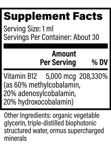 Vitamin B12, Certified Organic, 1oz, Global Healing, Supplement Facts