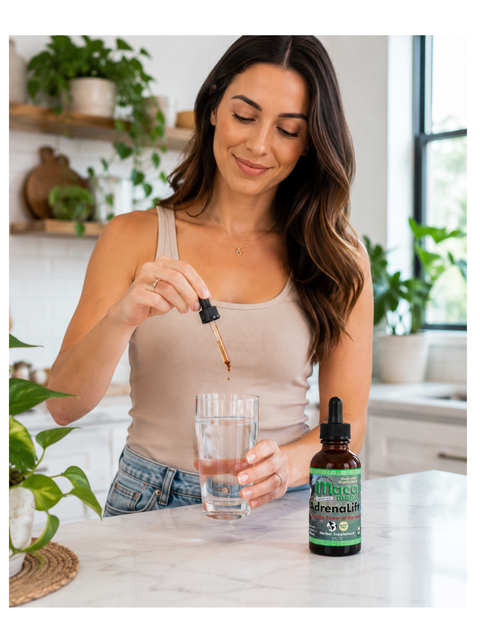 Model using Maca Magic, Adrenalift, 2 fl oz, by Herbs America