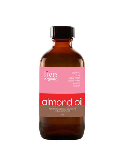 sweet almond oil, organic, 4oz, live live & organic