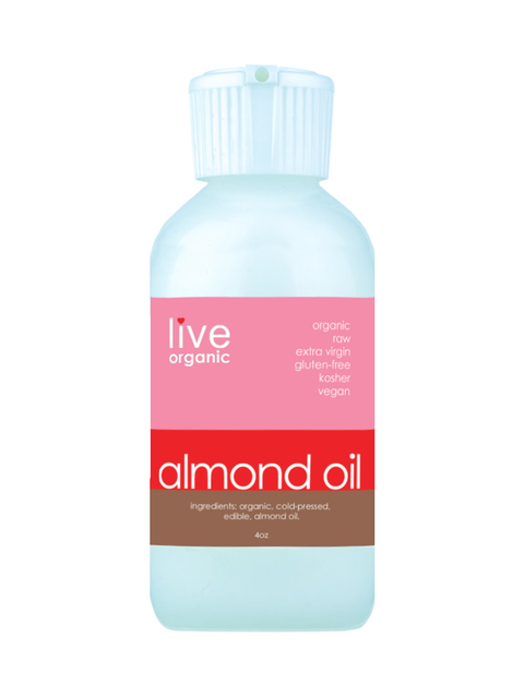 sweet almond oil, organic, 4oz, live live & organic