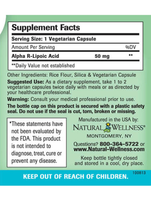 Alpha Lipoic Acid, 60 Veg Caps, Natural Wellness, facts