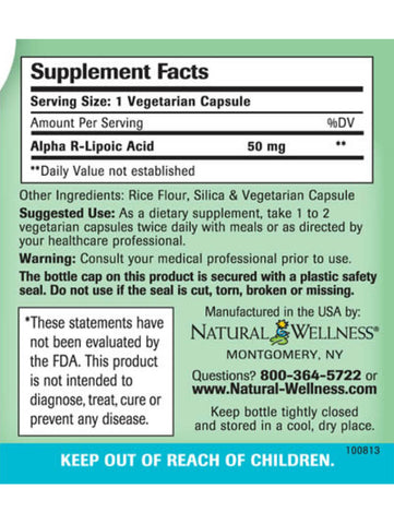 Alpha Lipoic Acid, 60 Veg Caps, Natural Wellness, facts