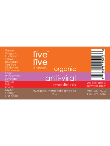 AntiViral, 17 Essential Oils Formula, 10ml, Live Live & Organic, Label