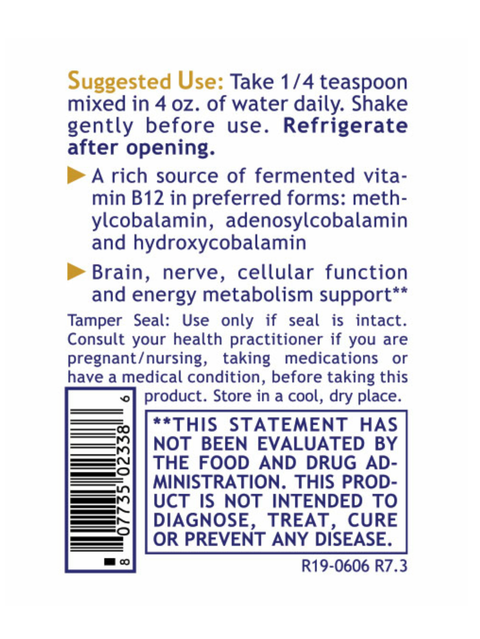 B12-ND, Sublingual, 2 fl.oz, Premier Research Labs, suggested use label