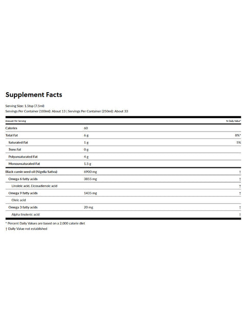 Perfect Press, Black Cumin Oil, 250ml, Activation Products, Supplement Facts