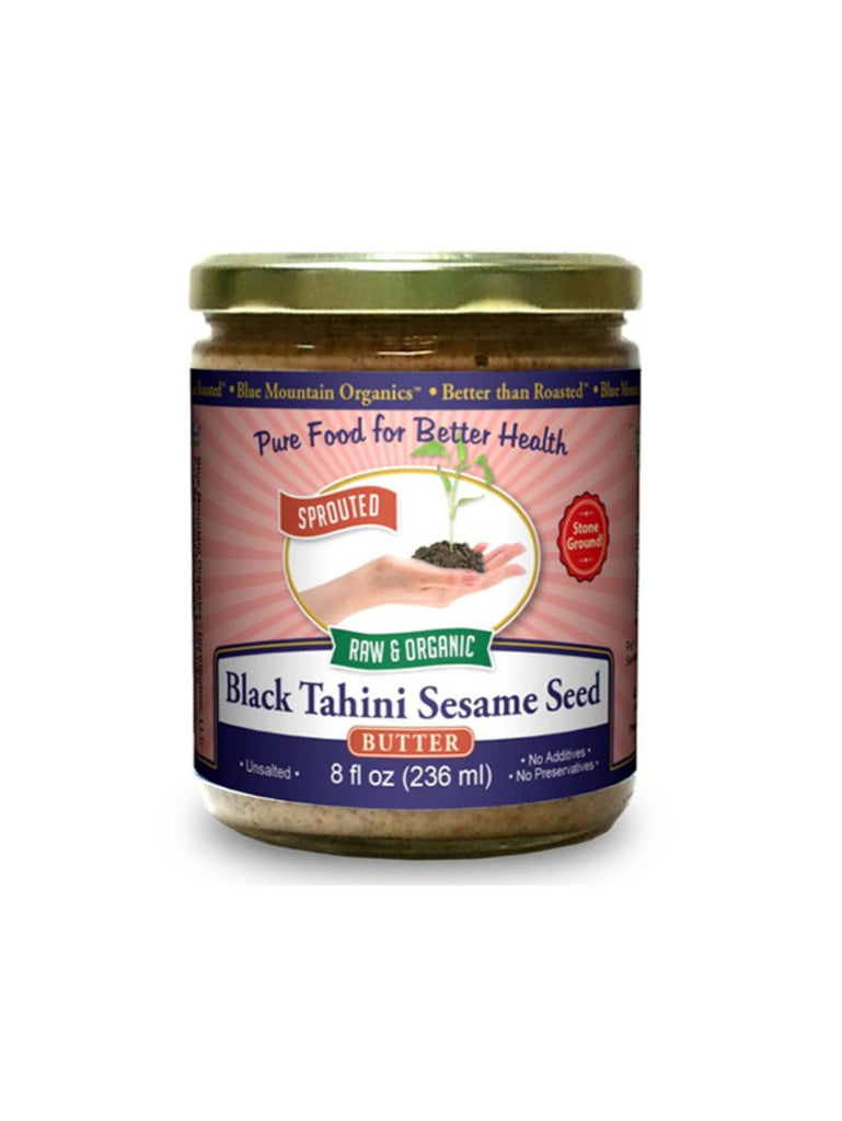 Black Tahini Sesame Seed Butter, Sprouted, 8oz, Blue Mountain Organics