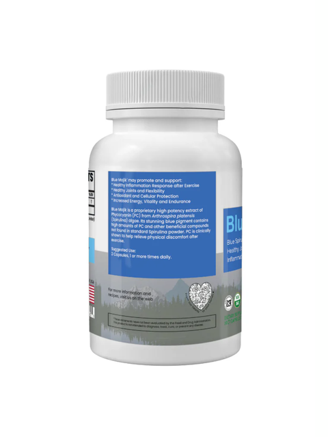 Blue Majik, 90 Capsules, Natural Phycocyanin-Rich Extract, E3Live, benefits label