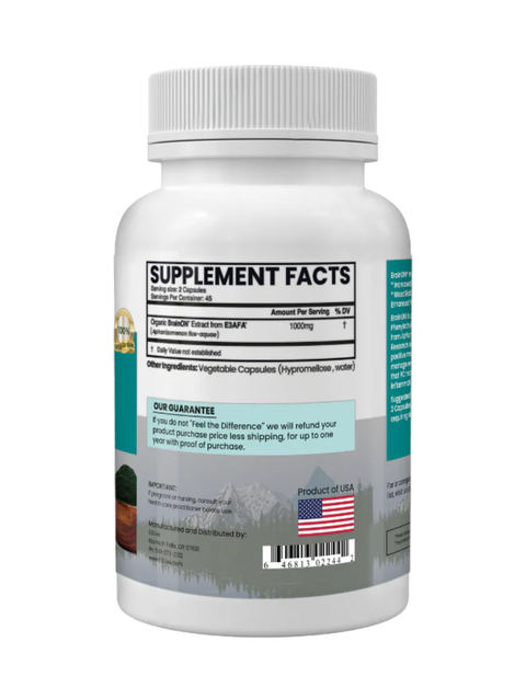 BrainOn, Mood and Focus Enhancer, 90 Capsules, E3Live, supplement facts
