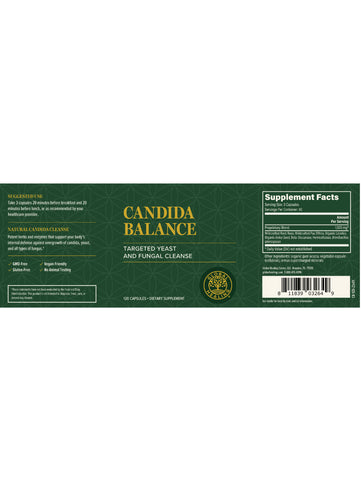 Candida Balance, Yeast & Fungal Cleanser, 120 Caps, Global Healing, Label
