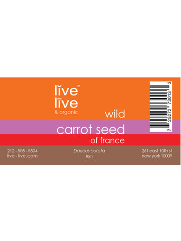 Carrot Seed of France Essential Oil, Daucus carota, 10ml, Live Live & Organic, Label