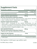 Supplement facts label for Cell Protector, 120 Veg Caps, Pure Synergy, with various health benefits listed on a white background
