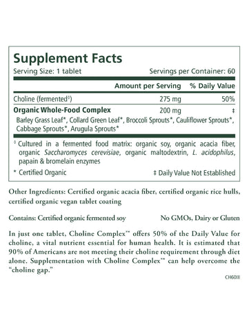 Choline Complex, 60 Vegan Tabs, Pure Synergy, Supplement Facts