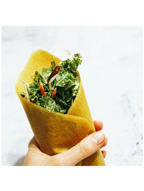 Coconut Wraps, Turmeric, Organic, NUCO, wrap filled with kale and other veggies
